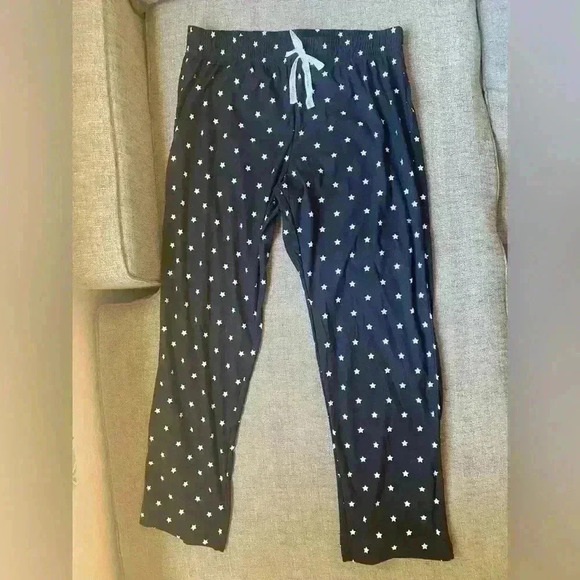 Calvin Klein Womens Fleece Pajama Pants, Star Print Size L Black - Picture 1 of 5